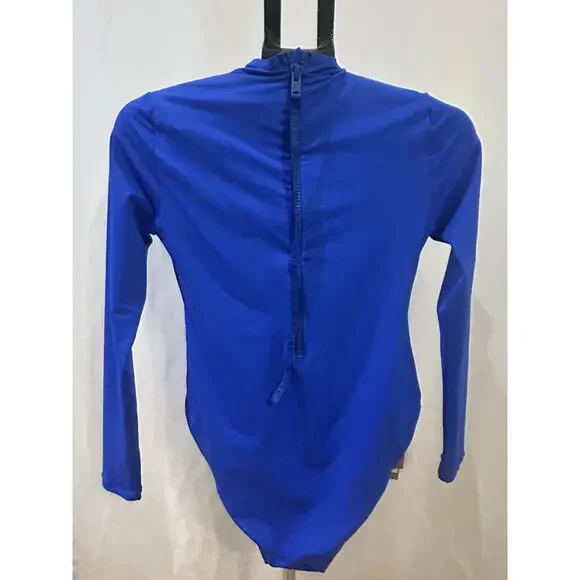 NWT Skims Long Sleeve Zip Up Swimsuit in Cobalt size M - Picture 2 of 6